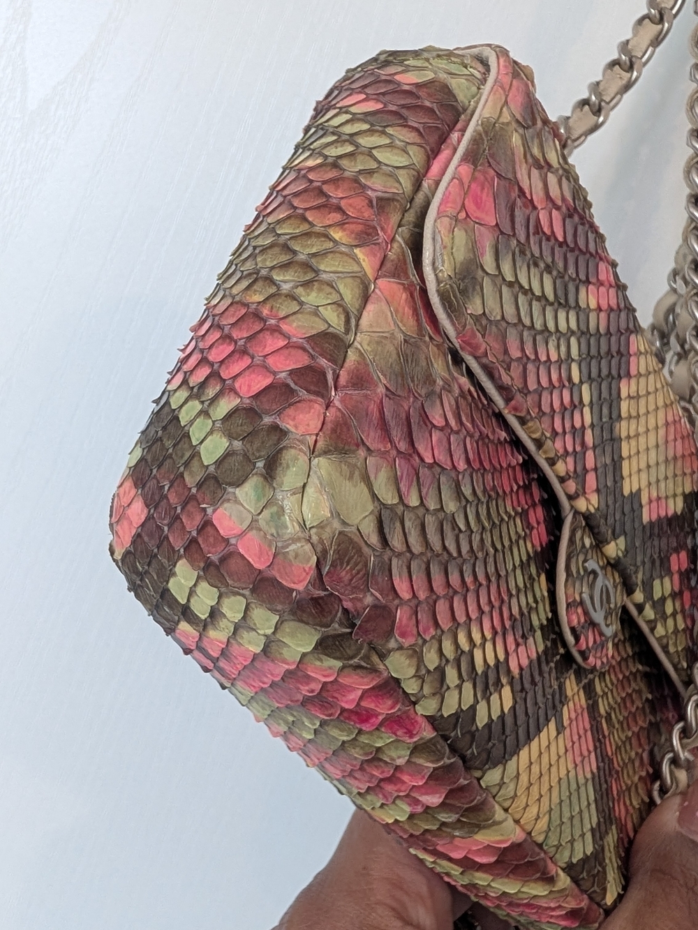 Chanel Pink & Brown Python Mini Flap Convertible Strap To Belt Bag - Picture 5 of 11